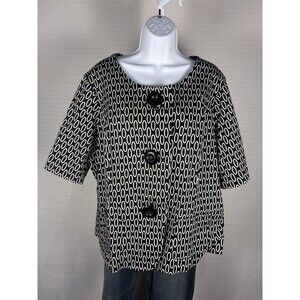 Women’s Lane Bryant Blazer Big Stylish Buttons Black White Oval Pattern  Size 22